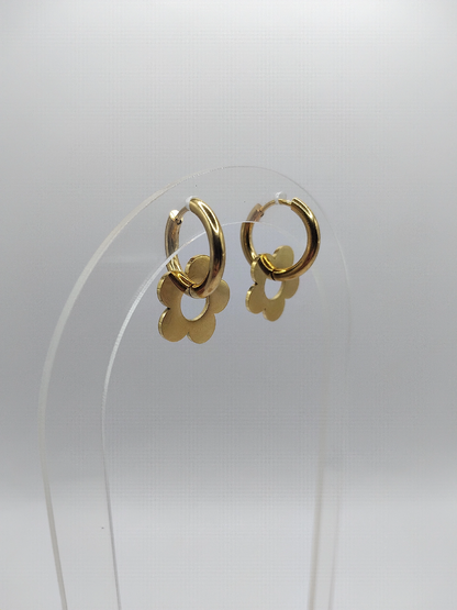 Boucles d'oreilles créoles fleur